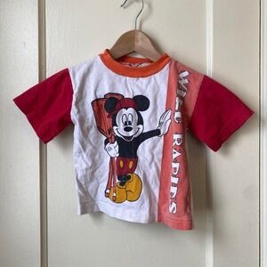 Vintage 90s Mickey Mouse striped red tshirt